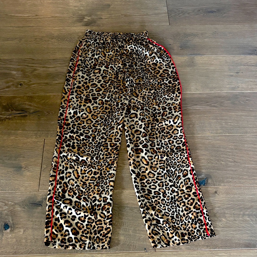 Topshop Leopard Print Joggers with Red Trim